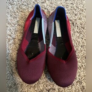 Rothy's The Flat Red Colorblock Textile Women’s US 10 with size 10 inserts